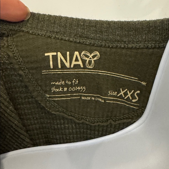 TNA Olive Green Waffle-Knit Long Sleeve Top - Picture 7 of 8